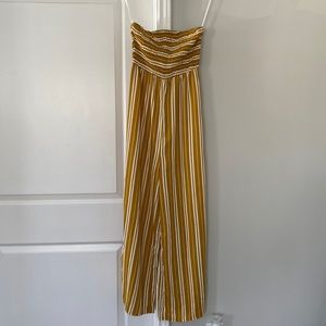 Yellow/gold strapless jumpsuit size Small barely worn